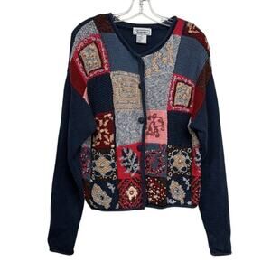 Vintage Women's Bridgewater Patchwork‎ Cotttagecore Grandmacore Sweater Size M